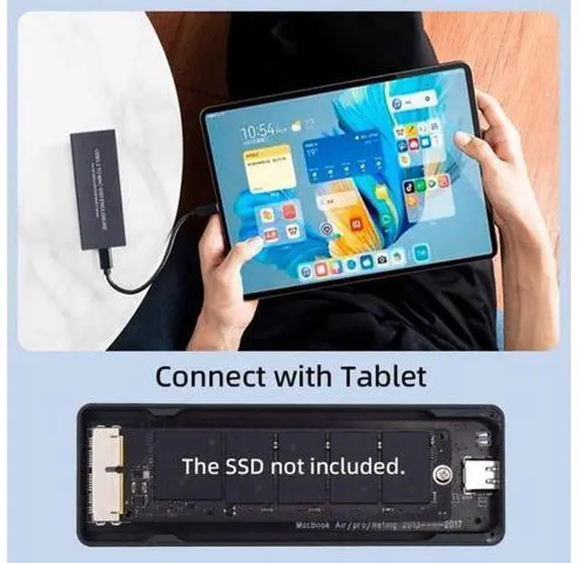 Alt view image 3 of 5 - chenyang 12+16Pin MAC SSD to USB 3.2 Gen 2x2 20Gbps Mobile HDD Case Enclosure Adapter for MAC Air Pro 2013 2014 2015 2016 SSD