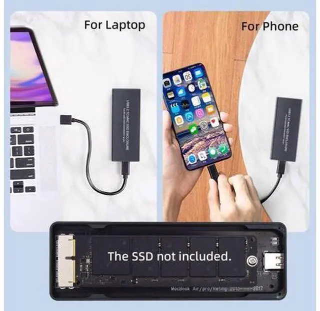 Alt view image 2 of 5 - chenyang 12+16Pin MAC SSD to USB 3.2 Gen 2x2 20Gbps Mobile HDD Case Enclosure Adapter for MAC Air Pro 2013 2014 2015 2016 SSD