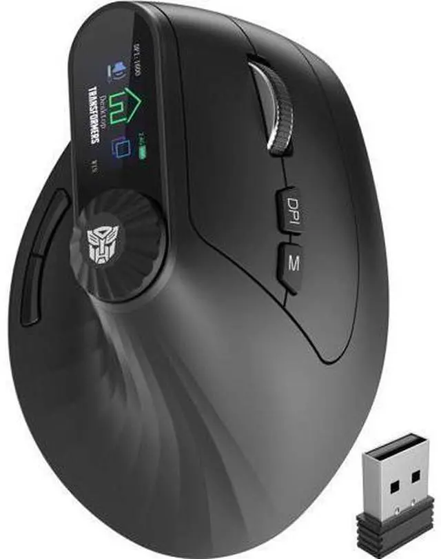 Main image of Vertical Ergonomic Mouse with LED Screen & Knob Control Rechargeable Vertical Mouse Wireless 3-Device Connectivity (2.4G + Dual Bluetooth) Quiet Clicks Computer Mice for PC/Mac/Laptop