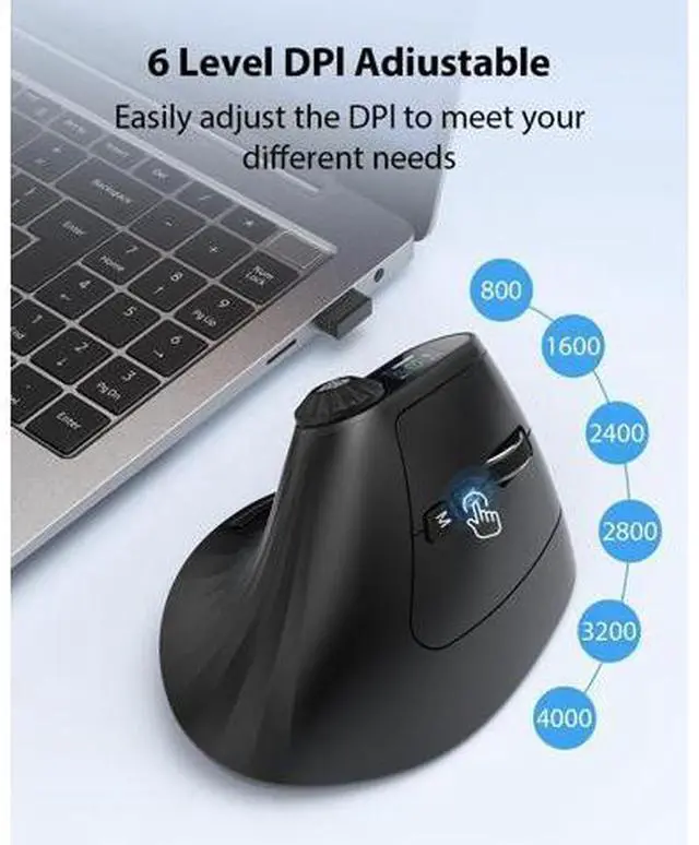 Alt view image 6 of 7 - Vertical Ergonomic Mouse with LED Screen & Knob Control Rechargeable Vertical Mouse Wireless 3-Device Connectivity (2.4G + Dual Bluetooth) Quiet Clicks Computer Mice for PC/Mac/Laptop