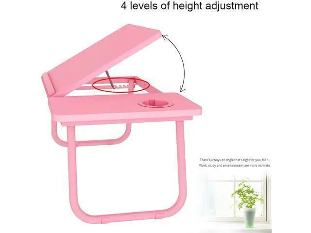 Alt view image 3 of 5 - Laptop Desk for Bed, Laptop Bed Tray Table,Foldable Lap Desk Stand Notebook Desk, Adjustable Lap Bed Tray Folding Table Lap Stand with Cup Holder