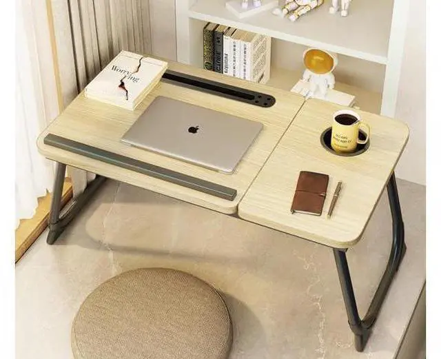 Alt view image 2 of 5 - Laptop Desk for Bed,Asltoy Laptop Bed Tray Table,Foldable Lap Desk Stand Notebook Desk Adjustable Laptop Table for Bed Portable Notebook Bed Tray Lap Tablet with Cup Holder (Beige with USB)