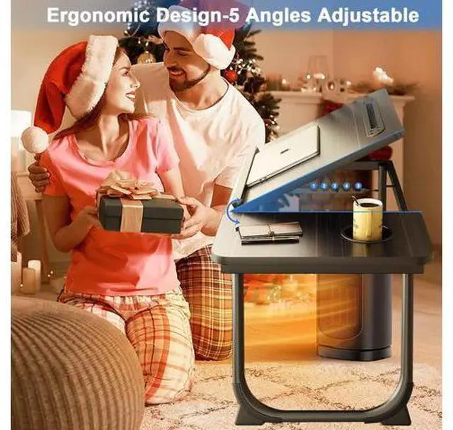 Alt view image 3 of 5 - Laptop Desk for Bed,Asltoy Laptop Bed Tray Table,Foldable Lap Desk Stand Notebook Desk Adjustable Laptop Table for Bed Portable Notebook Bed Tray Lap Tablet with Cup Holder (Beige with USB)