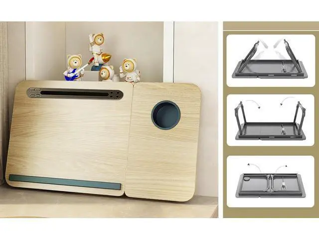 Alt view image 5 of 5 - Laptop Desk for Bed,Asltoy Laptop Bed Tray Table,Foldable Lap Desk Stand Notebook Desk Adjustable Laptop Table for Bed Portable Notebook Bed Tray Lap Tablet with Cup Holder (Beige with USB)