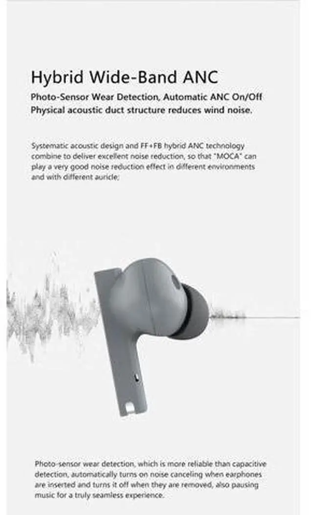 Alt view image 6 of 7 - Moondrop MOCA True Wireless Headphone TWS BT 5.4 Wireless Charging in-Ear Earphone (Gray)