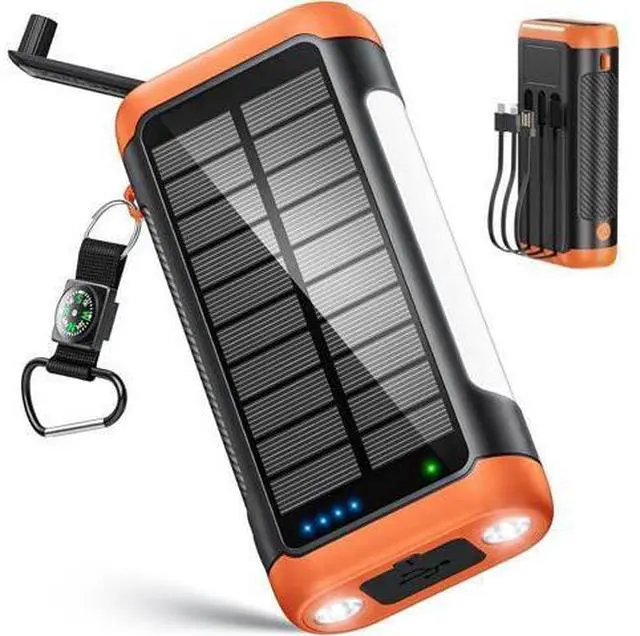Main image of Solar Power Bank Portable Charger:66800mAh Built in Hand Crank and 3 Cables 22.5W Fast Charging Phone External Battery Pack(5 Outputs & 5 Inputs) with Camping Flashlights/Table Lamp/Compass