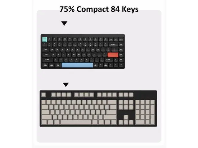 Alt view image 5 of 5 - LINKEET Wireless Mechanical Keyboard 2.4G/Bluetooth, Ultra-Slim Low Profile Silent Mechanical Red Switch, 75% Compact 84 Keys TKL Gaming Keyboard with Ergonomic Magnetic Feet for Multi Device, Black