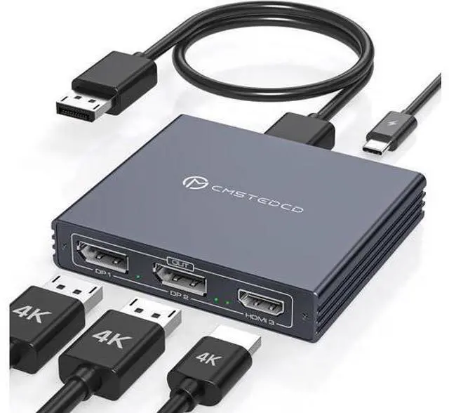 Main image of Displayport Splitter 3 Monitors Dual DP with HDMI Adapter 4K60Hz Extended Display 1 in 3 Out Displayport MST Hub for Multiple Monitors Compatible for PC Graphics Card HP and More