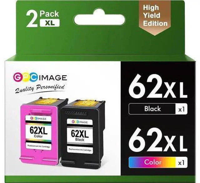 Main image of GPC Image Remanufactured Ink Cartridge Replacement 62XL 62 XL Compatible for Envy 5540 7645 5642 5542 5643 5640 7644 7643 OfficeJet 5740 200 5745 5741 Printer Tray (1 Black 1 Tri-Color)