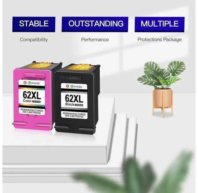 Alt view image 6 of 7 - GPC Image Remanufactured Ink Cartridge Replacement 62XL 62 XL Compatible for Envy 5540 7645 5642 5542 5643 5640 7644 7643 OfficeJet 5740 200 5745 5741 Printer Tray (1 Black 1 Tri-Color)