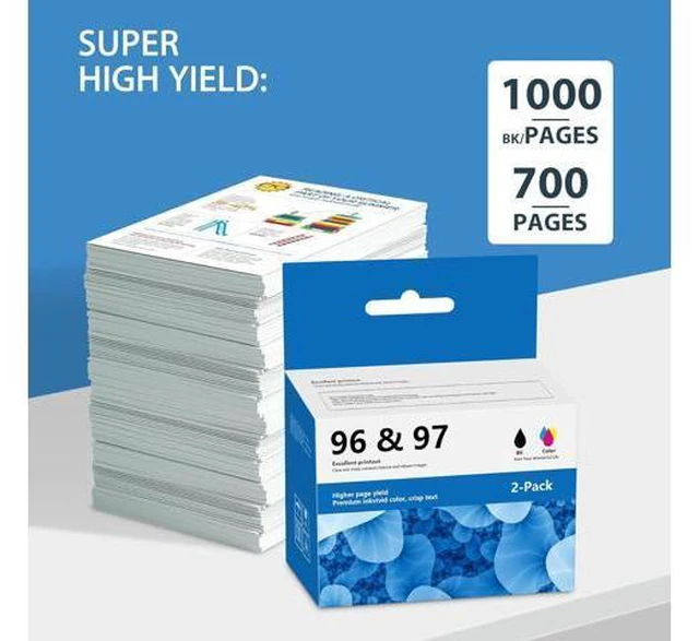 Alt view image 3 of 6 - 96 97 Remanufactured Ink Cartridge Combo Pack Replacement for 96 Black 97 Tri-Color Work with 7310 7410 9800 6980 6940 5740 8050 8450 2610 | C9348FN C9363WN (2-Pack)