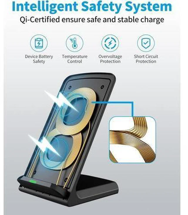Alt view image 5 of 7 - Wireless Charger for Galaxy S26 | S25 | S24+ | S24 Ultra | S23 | S22 | S21 | S20 FE | S10 | S10e | S9 Plus | S8 | Note 20 | 10 | 9 | 8 | Z Flip Fold 5 4 3 Qi-Certified 10w Fast Charging Stand