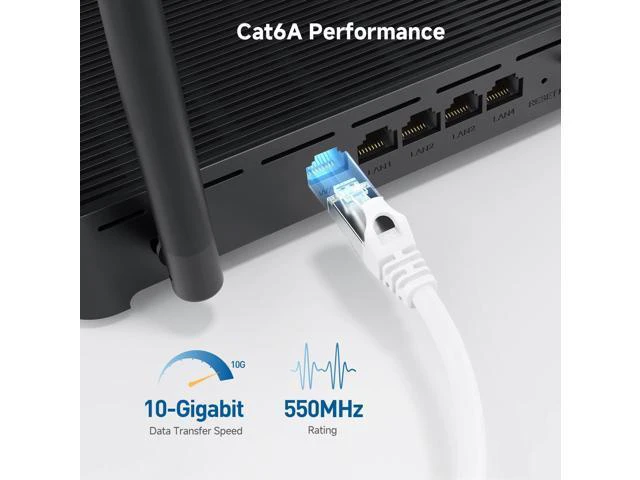 Alt view image 4 of 5 - Cable Matters 10Gbps Snagless Long Shielded Cat 6A Ethernet Cable - 100ft, Cat 6A Cable, Cat6A Cord, Ethernet Cord, White