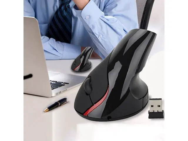 Alt view image 7 of 7 - Wireless Mouse 2.4GHz Gaming Mouse Rechargeable Ergonomic Design Health Vertical Mouse 2400 DPI JOY Wrist Pain USB Mice for Laptop PC Black