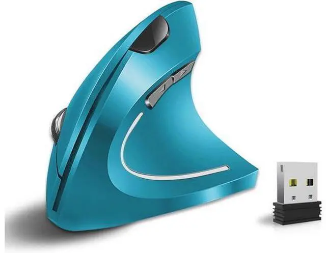 Main image of Ergonomic Wireless Mouse, Rechargeable Mouse 2.4Hz Vertical Wireless Optical Mice with USB Receiver, 6 Buttons, 800/1200/1600 DPI Blue