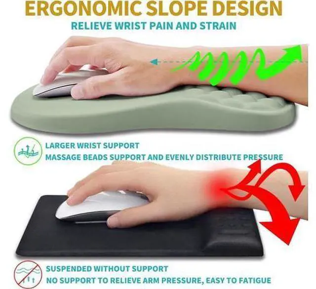 Alt view image 5 of 6 - 2 in 1 Ergonomic Mouse Pad Wrist Support & Wrist Rest for Computer Keyboard Set with Relieve Carpal Tunnel Pain Massage Bulge and Full Memory Gel Design (2In1 Set Light Green)
