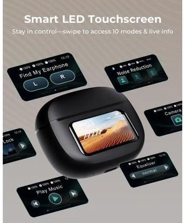 Alt view image 2 of 7 - Wireless Earbuds Ear Buds Active Noise Cancelling with Charging Case 6.0 Bluetooth Earbuds with AI Clear Calls 40H Playtime for Sports & Working Stereo Sound Headphones for iPhone/Android/iPad