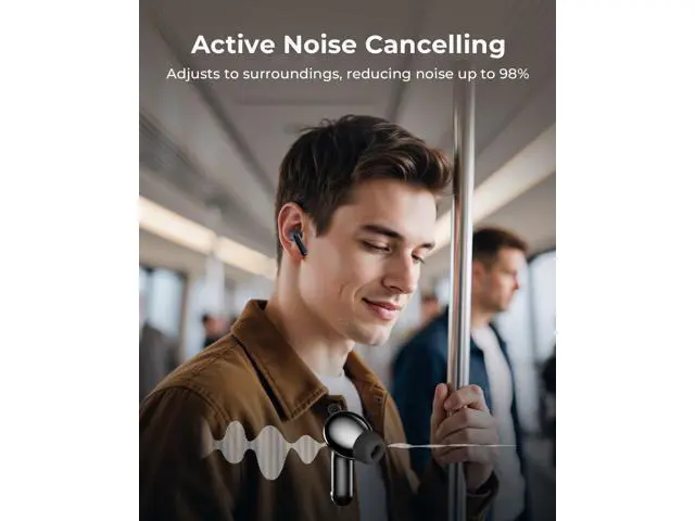 Alt view image 3 of 7 - Wireless Earbuds Ear Buds Active Noise Cancelling with Charging Case 6.0 Bluetooth Earbuds with AI Clear Calls 40H Playtime for Sports & Working Stereo Sound Headphones for iPhone/Android/iPad