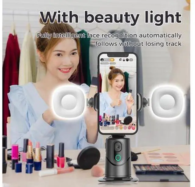 Alt view image 3 of 7 - Auto Face Tracking Phone Holder,No App Required,360° Rotation Phone Camera Stand with Remote and Gesture Control, Smart Shooting Tripod for Vlog/TIK Tok Live Streaming YouTube Video Recording