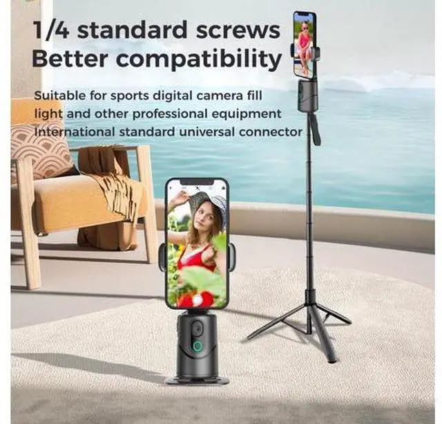 Alt view image 5 of 7 - Auto Face Tracking Phone Holder,No App Required,360° Rotation Phone Camera Stand with Remote and Gesture Control, Smart Shooting Tripod for Vlog/TIK Tok Live Streaming YouTube Video Recording
