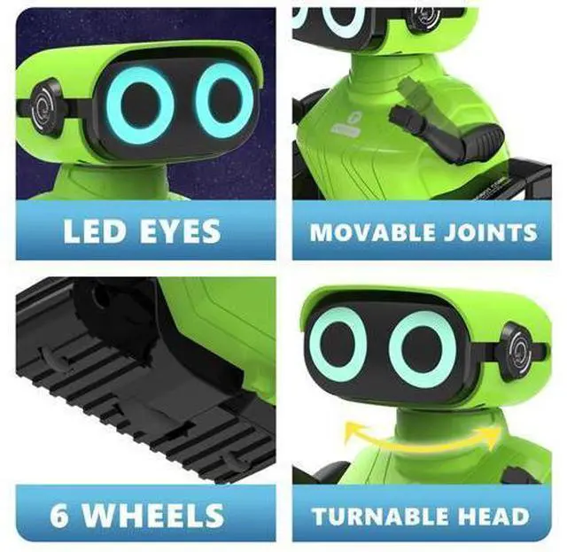 Alt view image 2 of 7 - GILOBABY Remote Control Robot, 2.4GHz RC Robot Toy for Kids, with Shine Eyes, Flexible Head and Hands, 360 Degree Rotation, Idea Gift Toy for Babies Toddlers Kids Children - Green