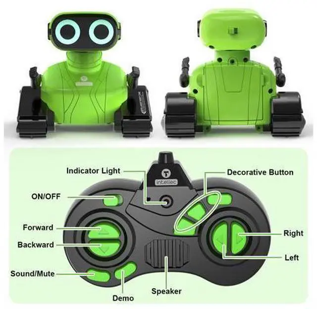 Alt view image 5 of 7 - GILOBABY Remote Control Robot, 2.4GHz RC Robot Toy for Kids, with Shine Eyes, Flexible Head and Hands, 360 Degree Rotation, Idea Gift Toy for Babies Toddlers Kids Children - Green