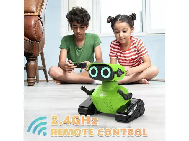 Alt view image 3 of 7 - GILOBABY Remote Control Robot, 2.4GHz RC Robot Toy for Kids, with Shine Eyes, Flexible Head and Hands, 360 Degree Rotation, Idea Gift Toy for Babies Toddlers Kids Children - Green