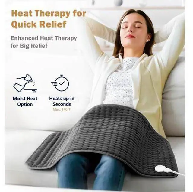 Alt view image 2 of 7 - Extra Large Microplush Heating Pad for Back Neck Shoulder Pain Cramps Relief - Gifts for Women Men Mom Dad, Mothers Day Fathers Day Christmas Birthday Gifts - 6 Heat Settings, Auto-Off - 17"x33"