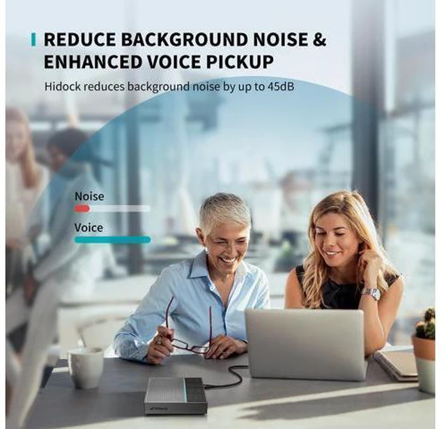 Alt view image 5 of 7 - Conference Speaker and Microphone with Mute/Project, Enhanced Voice Pickup & Full Duplex Noise Cancelling Speakerphone, Omnidirectional USB C Speaker for Home Office Meeting-Grey