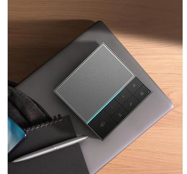 Alt view image 7 of 7 - Conference Speaker and Microphone with Mute/Project, Enhanced Voice Pickup & Full Duplex Noise Cancelling Speakerphone, Omnidirectional USB C Speaker for Home Office Meeting-Grey
