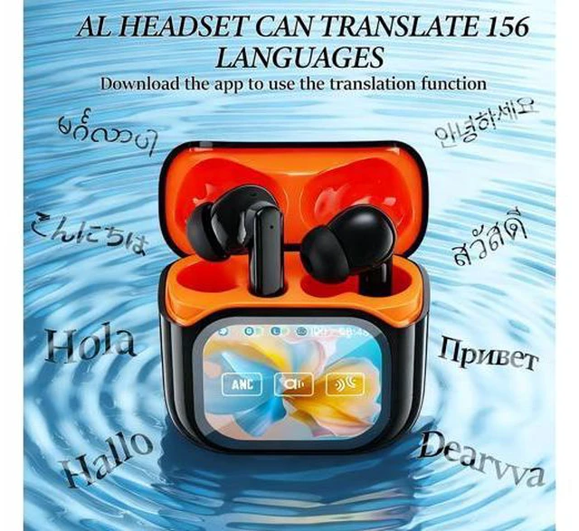 Alt view image 3 of 7 - NE20 Earbuds, NE20 AI Translation Ear Buds Real Time, 140 Two-Way Language Translator Earphones, LCD Touch Screen, 48db Intelligent Noise Reduction,Hd Stereo Sound(Black)
