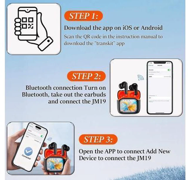 Alt view image 5 of 7 - NE20 Earbuds, NE20 AI Translation Ear Buds Real Time, 140 Two-Way Language Translator Earphones, LCD Touch Screen, 48db Intelligent Noise Reduction,Hd Stereo Sound(Black)
