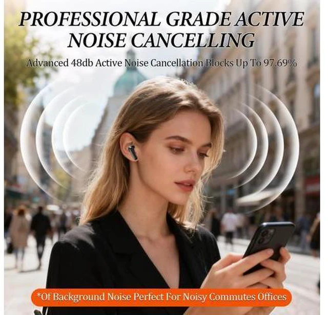 Alt view image 7 of 7 - NE20 Earbuds, NE20 AI Translation Ear Buds Real Time, 140 Two-Way Language Translator Earphones, LCD Touch Screen, 48db Intelligent Noise Reduction,Hd Stereo Sound(Black)