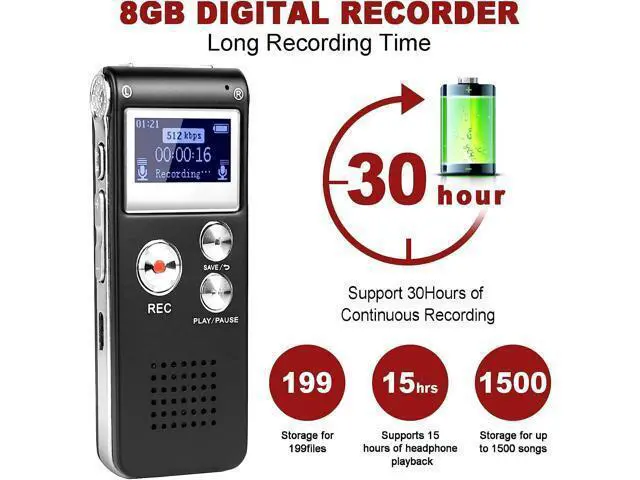 Alt view image 2 of 6 - Digital Voice Recorder Voice Activated Recorder with Playback Audio Recording Device for Lectures Meetings Dictaphone Recorder with Password/USB