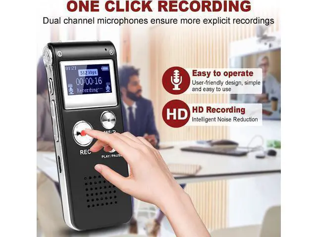 Alt view image 3 of 6 - Digital Voice Recorder Voice Activated Recorder with Playback Audio Recording Device for Lectures Meetings Dictaphone Recorder with Password/USB