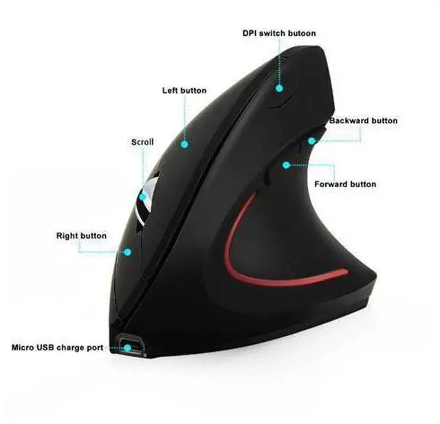 Alt view image 2 of 6 - CHYI Wireless Vertical Mouse Rechargeable Ergonomic Gaming Mice 1600DPI USB Optical 5D Mause With Mouse Pad For Computer Laptop