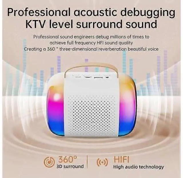 Alt view image 2 of 5 - Ecocleanpath Mini Karaoke Machine with Wireless Mic, Bluetooth Speaker, RGB Lights for Kids & Adults