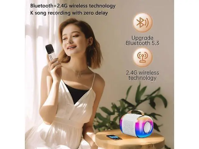 Alt view image 5 of 5 - Ecocleanpath Mini Karaoke Machine with Wireless Mic, Bluetooth Speaker, RGB Lights for Kids & Adults