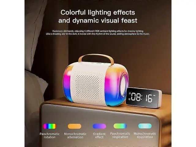 Alt view image 4 of 5 - Ecocleanpath Mini Karaoke Machine with 2 Wireless Mics, Bluetooth Speaker & RGB Lights for Kids Adults