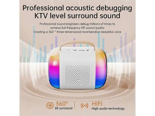 Alt view image 2 of 5 - Ecocleanpath Mini Karaoke Machine with 2 Wireless Mics, Bluetooth Speaker & RGB Lights for Kids Adults