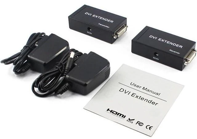 Main image of DVI Extender Over Cat5e/6 Ethernet Cable up to 60M with Transmitter and Receiver DVI Ethernet Adapter Accessory New