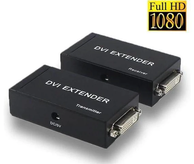 Alt view image 2 of 7 - DVI Extender Over Cat5e/6 Ethernet Cable up to 60M with Transmitter and Receiver DVI Ethernet Adapter Accessory New