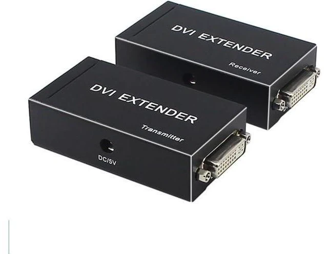 Alt view image 7 of 7 - DVI Extender Over Cat5e/6 Ethernet Cable up to 60M with Transmitter and Receiver DVI Ethernet Adapter Accessory New
