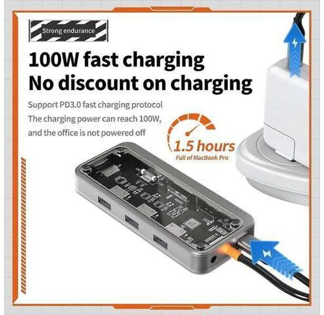 Alt view image 3 of 5 - Ecocleanpath 10-in-1 USB C Hub with 4K HDMI, VGA, PD Charging, Ethernet, SD/TF Reader for MacBook Pro/Air
