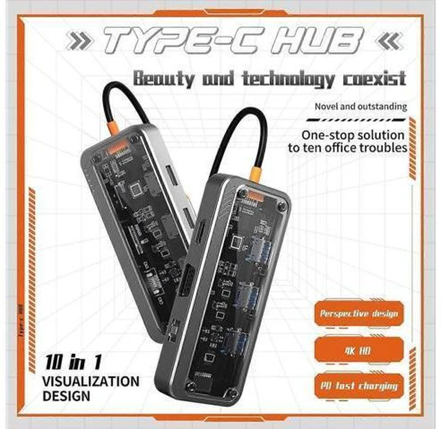 Alt view image 4 of 5 - Ecocleanpath 10-in-1 USB C Hub with 4K HDMI, VGA, PD Charging, Ethernet, SD/TF Reader for MacBook Pro/Air