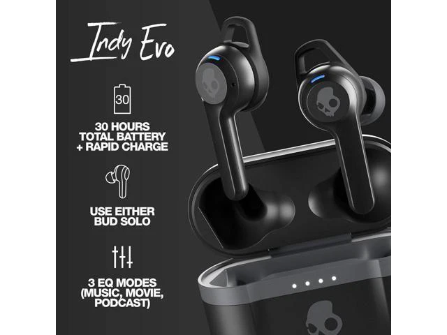 Alt view image 3 of 7 - Indy Evo in-Ear Wireless Earbuds 30 Hr Battery Microphone Works with iPhone Android and Bluetooth Devices - Black