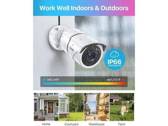 Alt view image 4 of 7 - ZOSI 2 Pack 1080P Home Security Cameras with Audio Recording,Built-in Microphone,1920TVL 2.0MP HD-TVI Surveillance Cameras with 120ft IR Night Vision,Waterproof Surveillance Bullet Camera System