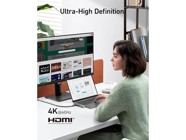Alt view image 4 of 6 - USB C Hub for MacBook 7-in-2 with 4K@60Hz HDMI Compatible with Thunderbolt 4 1 Type C and 2 USB A Data Ports for MacBookPro 13 Inch MacBookAir M1 / M2 and More