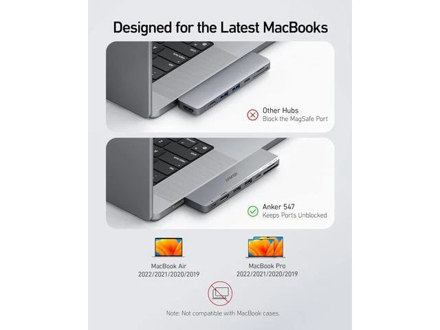 Alt view image 5 of 6 - USB C Hub for MacBook 7-in-2 with 4K@60Hz HDMI Compatible with Thunderbolt 4 1 Type C and 2 USB A Data Ports for MacBookPro 13 Inch MacBookAir M1 / M2 and More