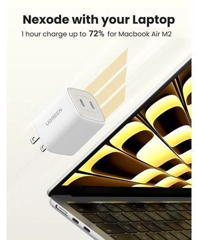 Alt view image 4 of 5 - UGREEN 45W USB C Charger, Nexode 2 Port GaN Foldable PPS Wall Charger Block Support Samsung Super Fast Charging 2.0 for Galaxy S25/S24/Note 20, iPhone 16/15/14, iPad, MacBook, Steam Deck (White)